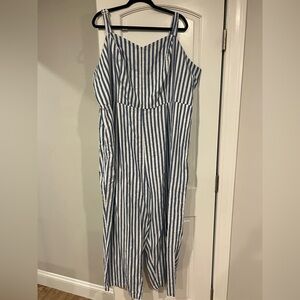 NWOT 4XL Old Navy striped jumpsuit blue and white